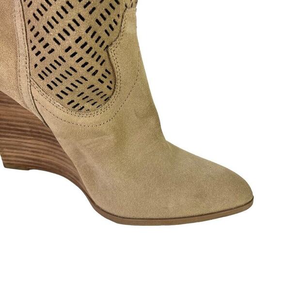 Crown Vintage Iris Womens Suede Stacked Wedge Western Leather Boots Ankle sz 8 - Picture 2 of 16